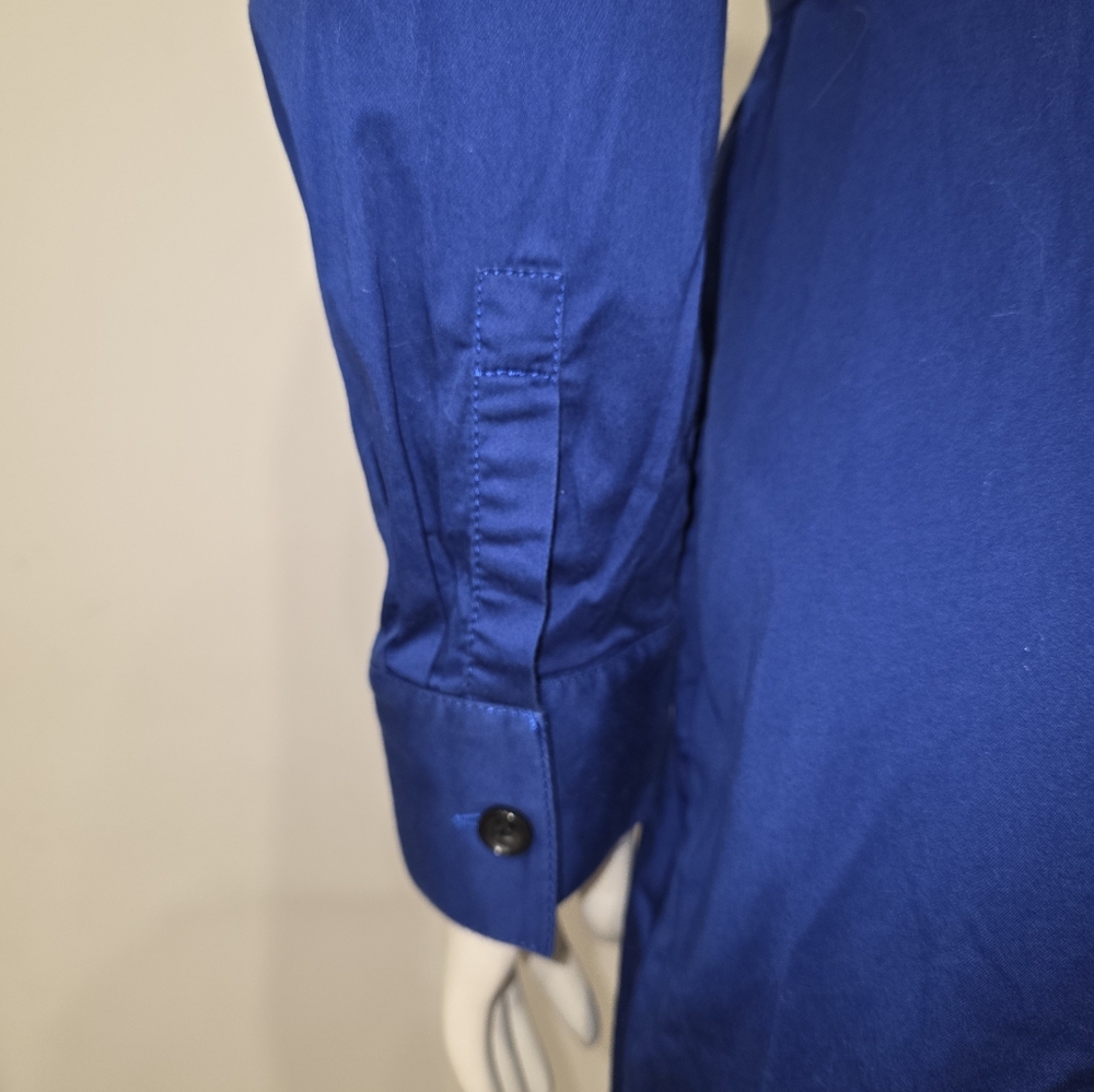 Talbots royal blue wrap poplin Midi dress with Pockets - Picture 8 of 10